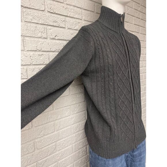 Voboom NWT Gray Full Zip Cable Knit Wool Blend Sweater Size L - Picture 5 of 12